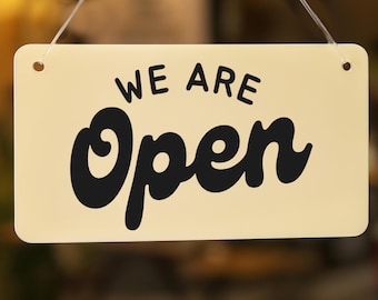 Letrero de Abierto y Cerrado - Vinilo con Letras Retro: Letrero Acrílico de Doble Cara para Escaparates, Puertas y Tiendas - Tiendas, Oficinas, Salones, Cafeterías y Restaurantes