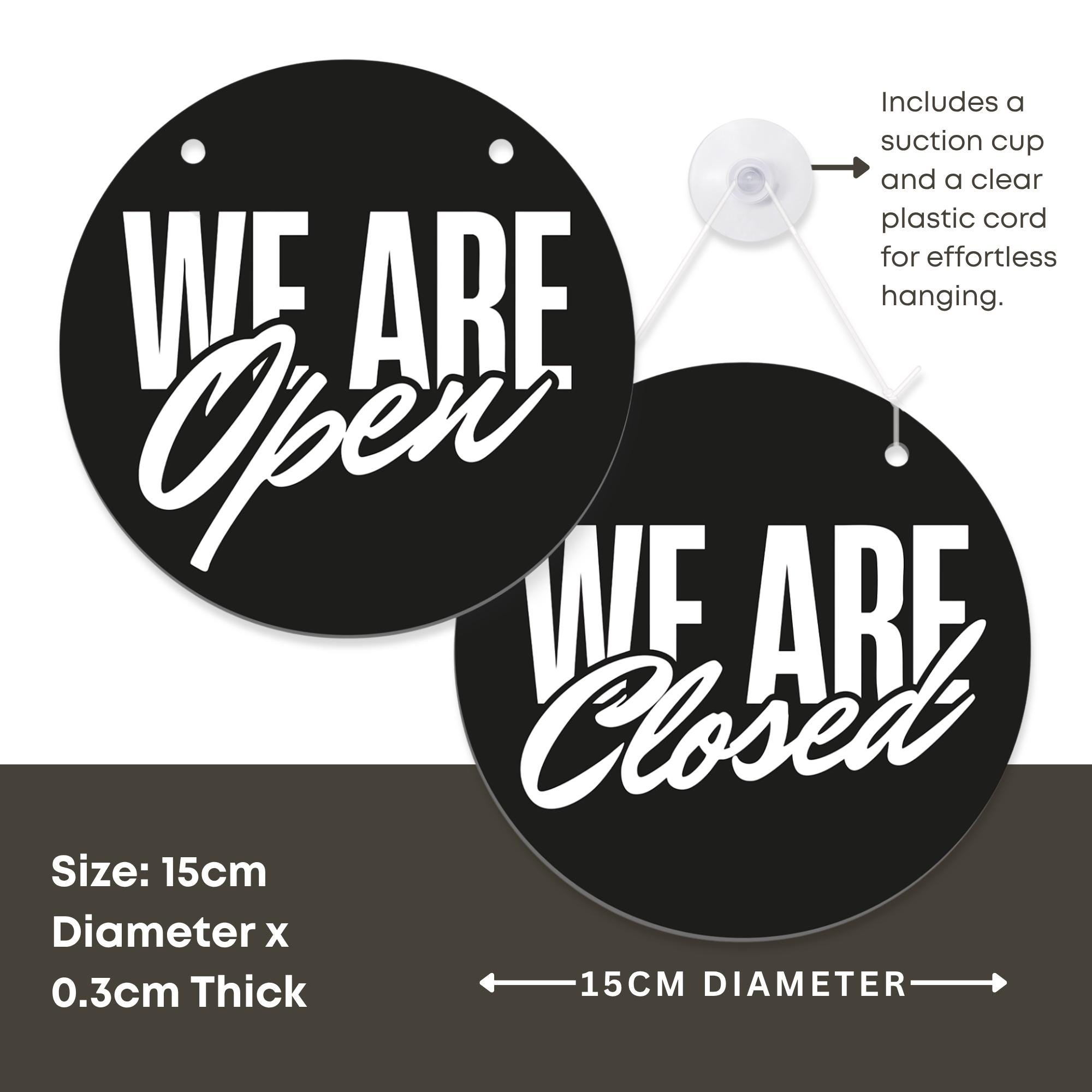 Round Close Round Open & Closed Sign - Retro Circle: Double-sided Shop Hanging Sign ...