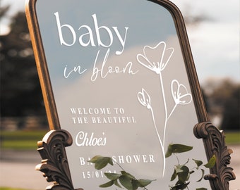 Baby In Bloom - Personalised Baby Shower Welcome Sticker Decal For DIY Decorative Sign, Modern Party Decor, For Mirror or Board, New Mum