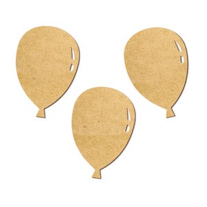 May include: Three brown paper balloons, cut out in the shape of balloons, with a white background.