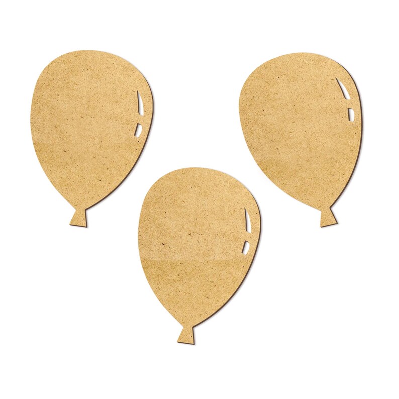 May include: Three brown paper balloons, cut out in the shape of balloons, with a white background.
