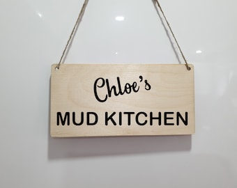 Mud Kitchen Hanging Sign / Personalised / School Nursery Plaque / Outdoor Messy Play / Childrens Toys / Mud Kitchen