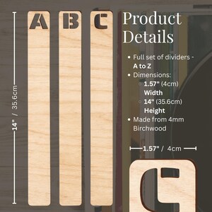 Vertical Vinyl Record Dividers for Crates | Wooden Alphabet LP Organisers | A–Z Album Filing Tabs for Record Storage | Music Gift image 4