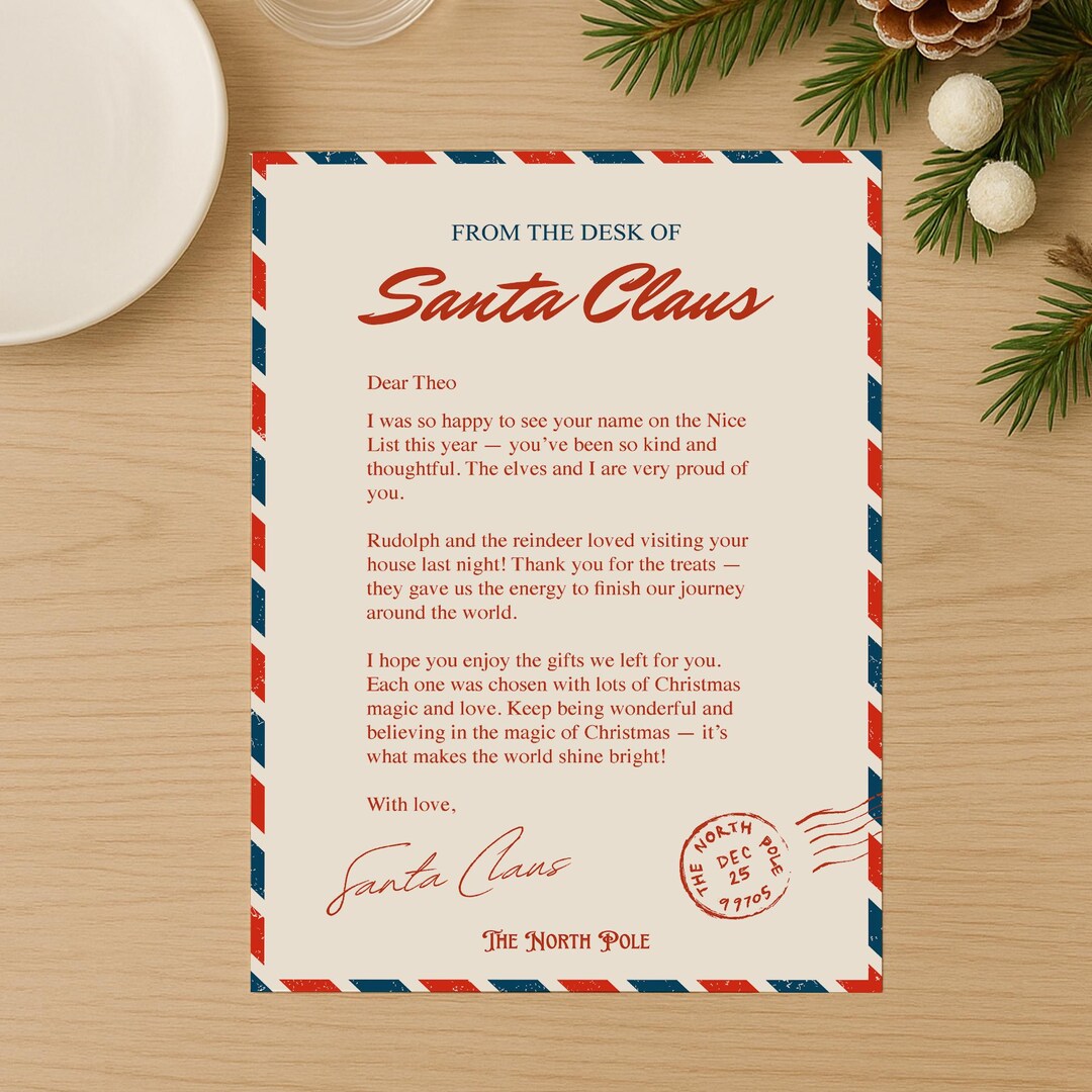 Personalised Letter From Santa Claus – Santa Letter 2: Airmail Design ...