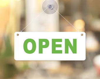 Open & Closed Hanging Shop Sign - Classic: Business Essentials, Shop Door Sign with Suction Cup – Double-Sided Hanging Plaque, Shop Decor