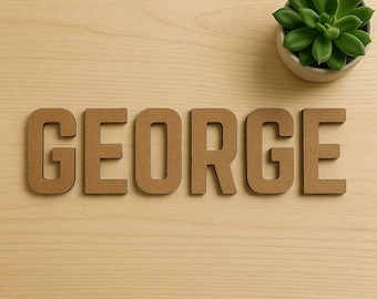 Personalised Wooden Name Cutouts - Custom MDF Capital Letters, Unpainted DIY Bold Lettering Wall Decor