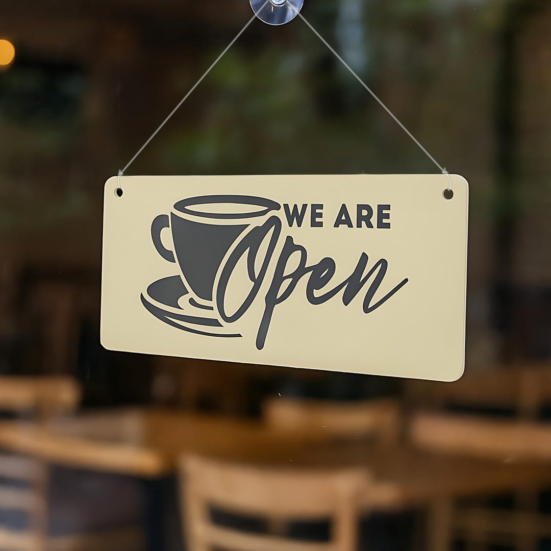 Coffee Shop Open & Closed Sign: Acrylic Double-sided Hanging Door ...