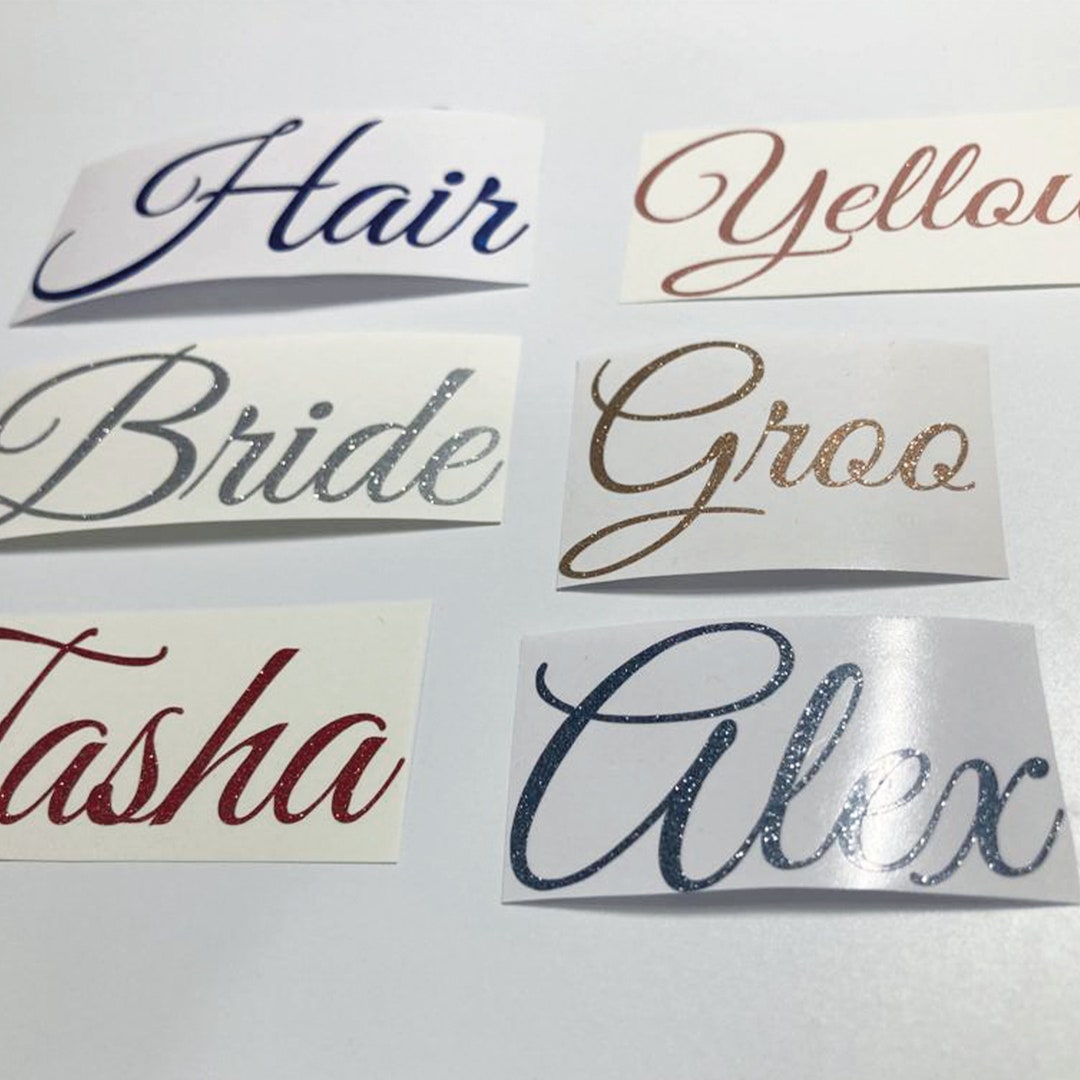 Personalised Multiple Colour and Sizes Cursive Elegant Glitter Name ...