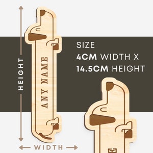 May include: Wooden cutout of a dachshund dog with the text "ANY NAME" in the center. The cutout is 4 inches wide and 14.5 inches tall.  SIZE 4CM WIDTH X 14.5CM HEIGHT.