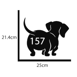 Personalised Wheelie Bin Sticker Dog dachshund Silhouette Funny Custom Number House Number Sticker Wheely Bin Dustbin bild 2