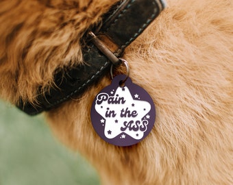 Pain in the Ass - Stars Personalised Dog ID Collar Tag: Custom Pet