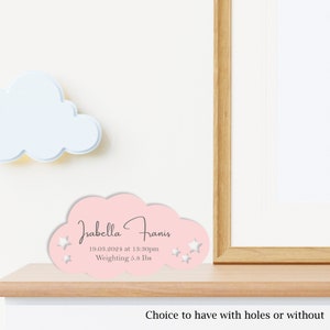 Cloud and Stars Birth Details Baby Name And Weight Birth Information Nursery Wall Hanger Keepsake image 3