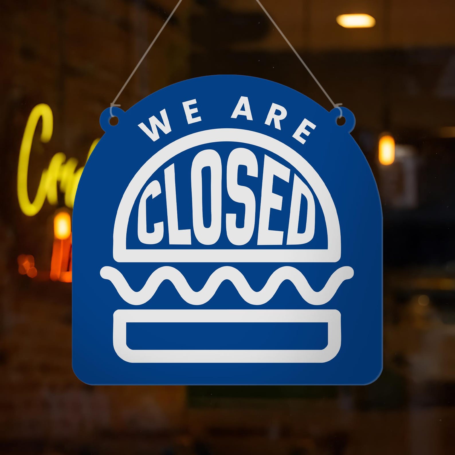 Retro Burger Shop Open & Closed Sign 1 – Double-sided Acrylic Hanging ...