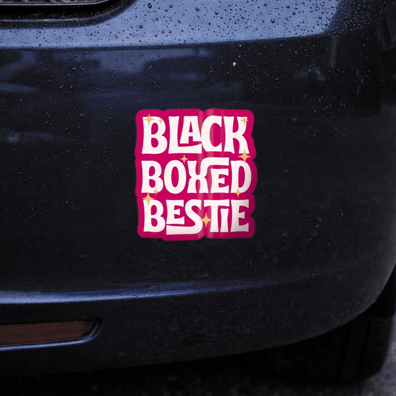Funny Black Box Car Sticker - Black Boxed Bestie | Gen Z Car Sticker | Cute Pink Car Accessory | Girly Vinyl Decal | Driving Gift For Her image 7