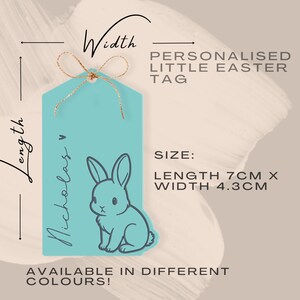 Little Personalised Easter Tag: Bunny Design, Acrylic Plastic Bunny, Custom Name, Great Easter Gift Basket Tag, Cute Bunny Design image 5
