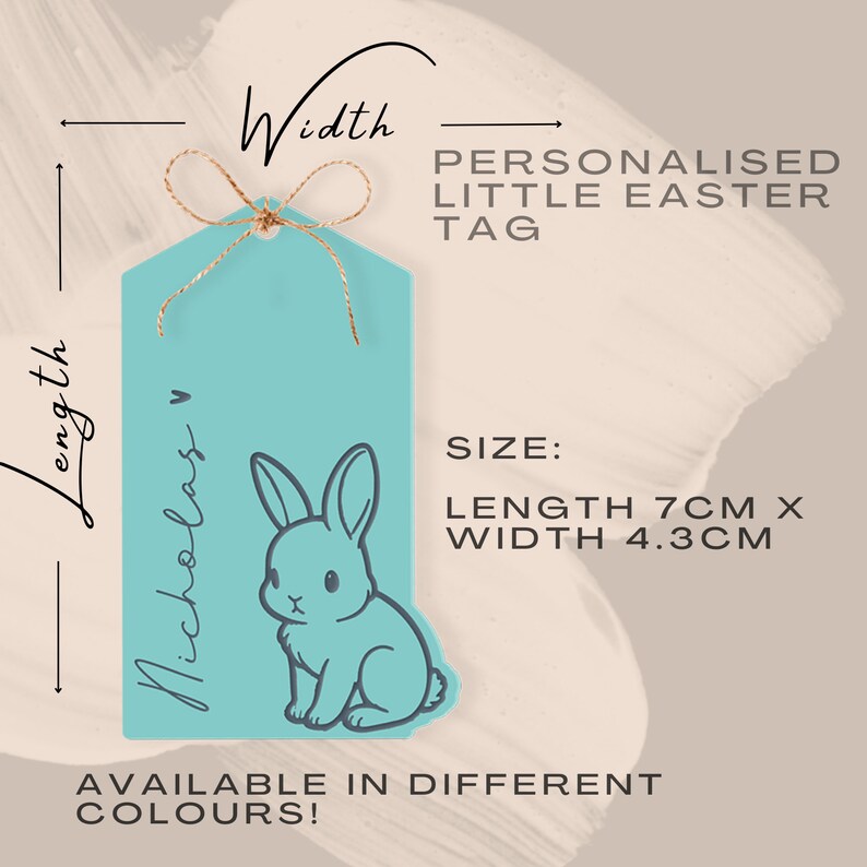 Little Personalised Easter Tag: Bunny Design, Acrylic Plastic Bunny, Custom Name, Great Easter Gift Basket Tag, Cute Bunny Design image 5
