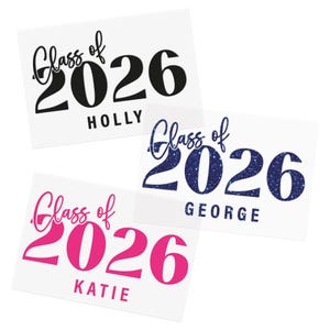 Custom Class of 2026 Name Iron-On Vinyl | Personalised School Leavers Transfer for Hoodies & T-Shirts