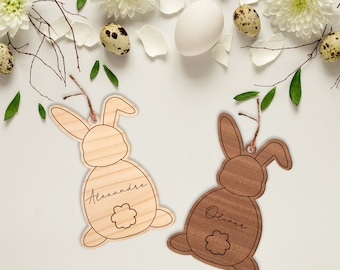 Personalised Easter Bunny Tag: Bunny Design, Wooden Bunny, Custom Name, Great Easter Gift Basket Tag, Easter Hunt Tags, Tags For Easter Gift