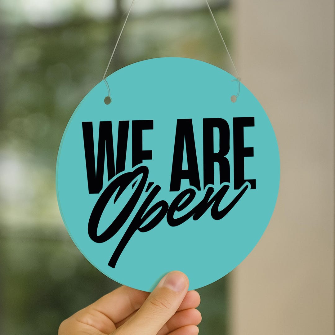 Round Open & Closed Sign - Retro Circle: Double-sided Shop Hanging Sign ...
