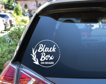 Black Box On Board Car Sticker - Funny Vinyl Decal For Car Bumper Or Rear Window, Young Driver Decal, Black Box Fitted, Passed Driving Test