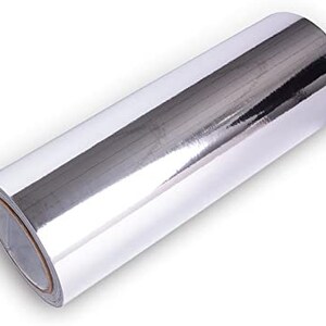 May include: A roll of silver chrome vinyl wrap. The vinyl is shiny and reflective.