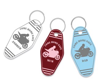 Motorbike Keyring Come Home Safe Personalised Name Thoughtful Gift For Bikers