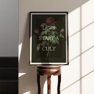 Let&#39;s start a cult - 04 poster: alternative decor, dark humour print, halloween wall art, funny cool print, halloween print, edgy home decor