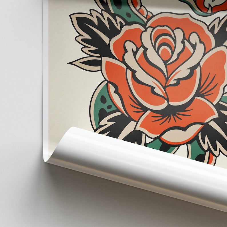 Traditional Snake Tattoo Style Poster | Vintage Tattoo Art for Alternative Home Decor image 4