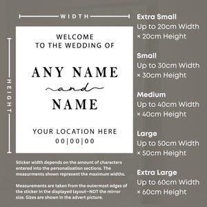 Personalised Wedding Welcome Mirror Decal – Custom Names, Location, Date Sticker | Wedding Decor image 4