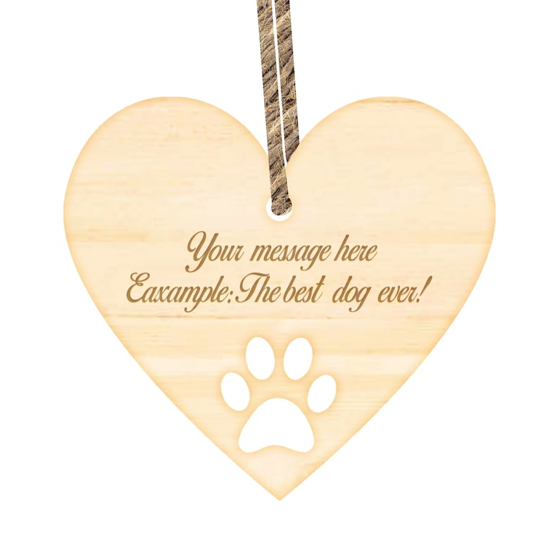 Personalised Engraved Wood Pet Name Heart Shaped Sign Ornament, Dog / Cat Name, Paw Print Plaque Pet Owner Gift, For Dog Or Cat bild 4