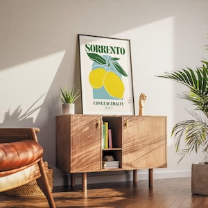Sorrento - amalfi italy print: modern italian location poster, amalfi coast aesthetic, home decor, lemon illustration, mediterranean, travel image 2