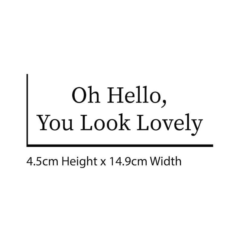 Peut inclure: Impression graphique noir et blanc avec le texte "Oh Hello, You Look Lovely". L'impression mesure 4,5 cm de haut et 14,9 cm de large.