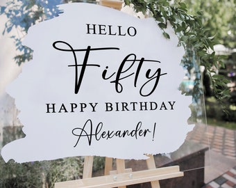 Personalised Hello Age Birthday Sticker - Decal For DIY Modern Entrance Sign/Mirror Party Decor, Milestone Birthday, Ages, With Custom Name