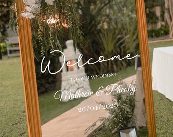 Welcome Wedding Mirror Sticker: Custom Vinyl Decal Sticker for DIY Wedding, Easy to Apply & Remove, Party Sign Decal, Wedding Decor