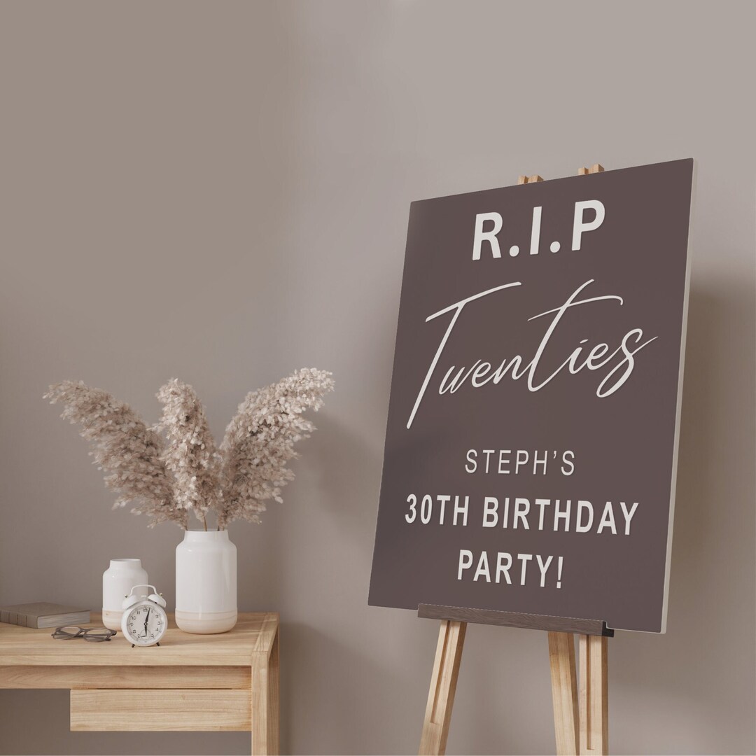 RIP Twenties - 30th Birthday Party Sticker - Personalised Decal for DIY ...