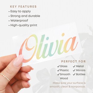 Personalised Name Sticker | Custom Script Name Pastel Gradient Vinyl Decal | Waterproof Rainbow Name Label image 3