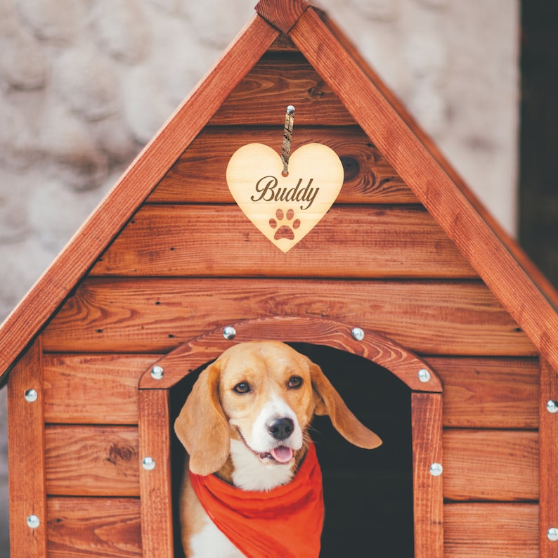 Personalised Engraved Wood Pet Name Heart Shaped Sign Ornament, Dog / Cat Name, Paw Print Plaque Pet Owner Gift, For Dog Or Cat bild 2