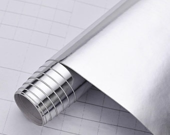 Chrome Silver A4 Vinyl Sheets - Sign Making - Sticky Back Plastic - Craft - Self Adhesive Shiny Mirror