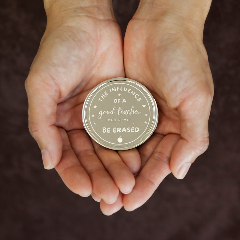 The Influence Of A Good Teacher Can Never Be Erased Metal Coin, Teacher Appreciation Gift, Custom Gifts For Teachers, Text Design image 4