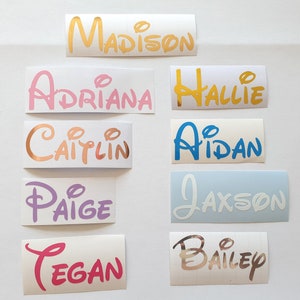 Personalised Disney Vinyl Name Stickers / For Lunch Box Water Bottle Box etc / Labels Words Names / Font Decal