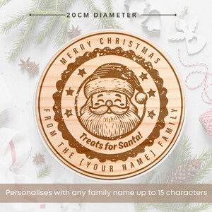 Treats for Santa - Stamp Plate: Christmas Eve Santa Tray, Personalised Wooden Santa Claus Treat Board, Xmas Milk & Cookie Plate bild 3