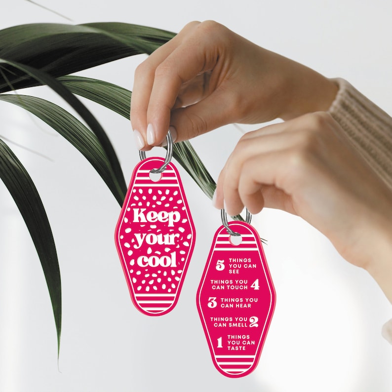 Keep Your Cool - Dots Keyring: Acrylic Motel-style Calming Keychain, Daily well-being, Anxiety Grounding, Mindful Stress relief Gift bild 3