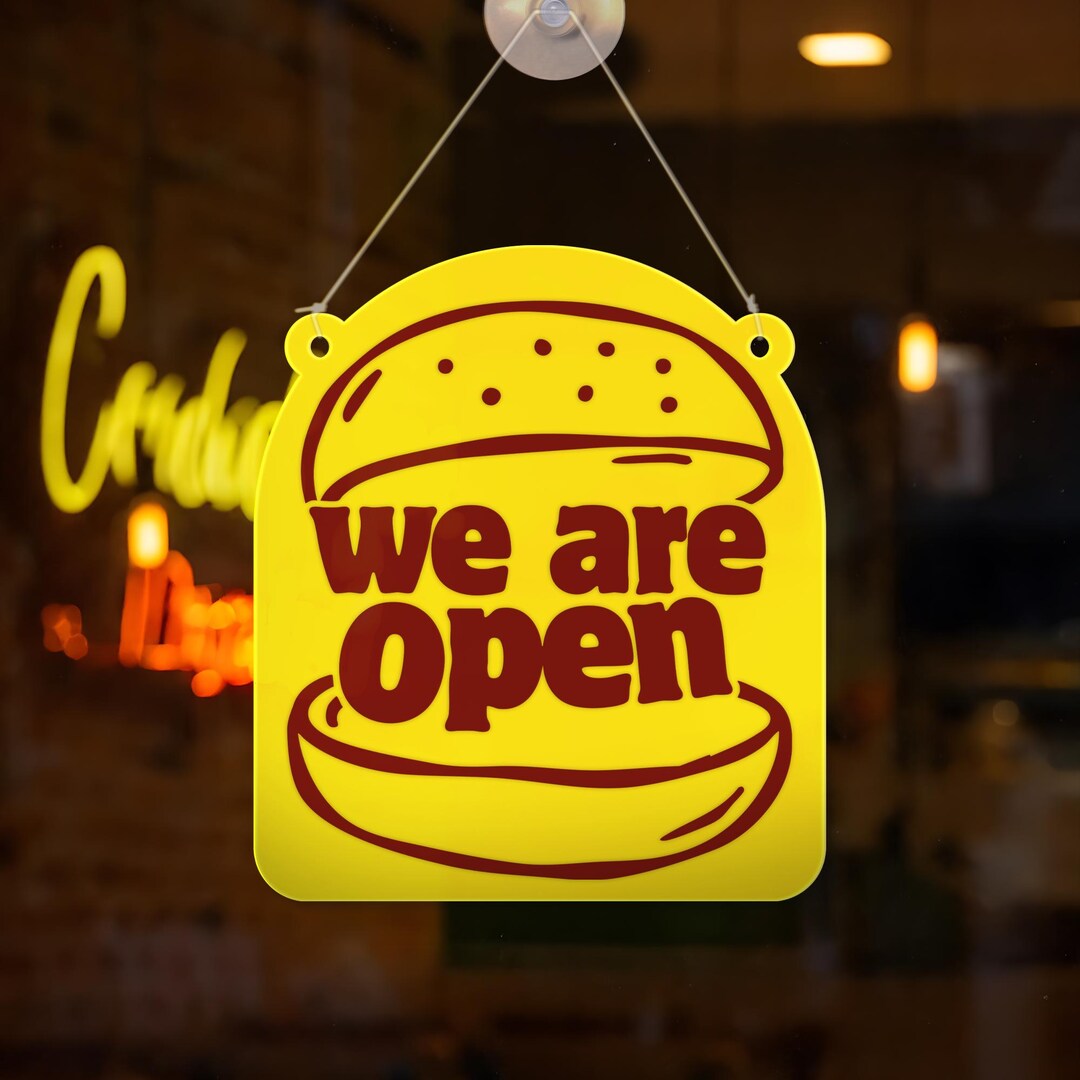 Burger Restaurant Open & Closed Door Sign 2 – Acrylic Double-sided ...