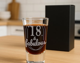 Personalised Shot Glass – [Age] & Fabulous – Personalised Birthday Shot Glass – Custom Engraved Gift for Milestone Celebrations | For Her