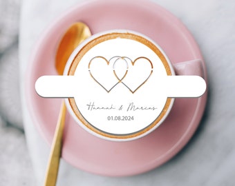 Coffee Stencil Wedding Personalised Name and Date Unique Invention Keepsake Cappuccino Reusable