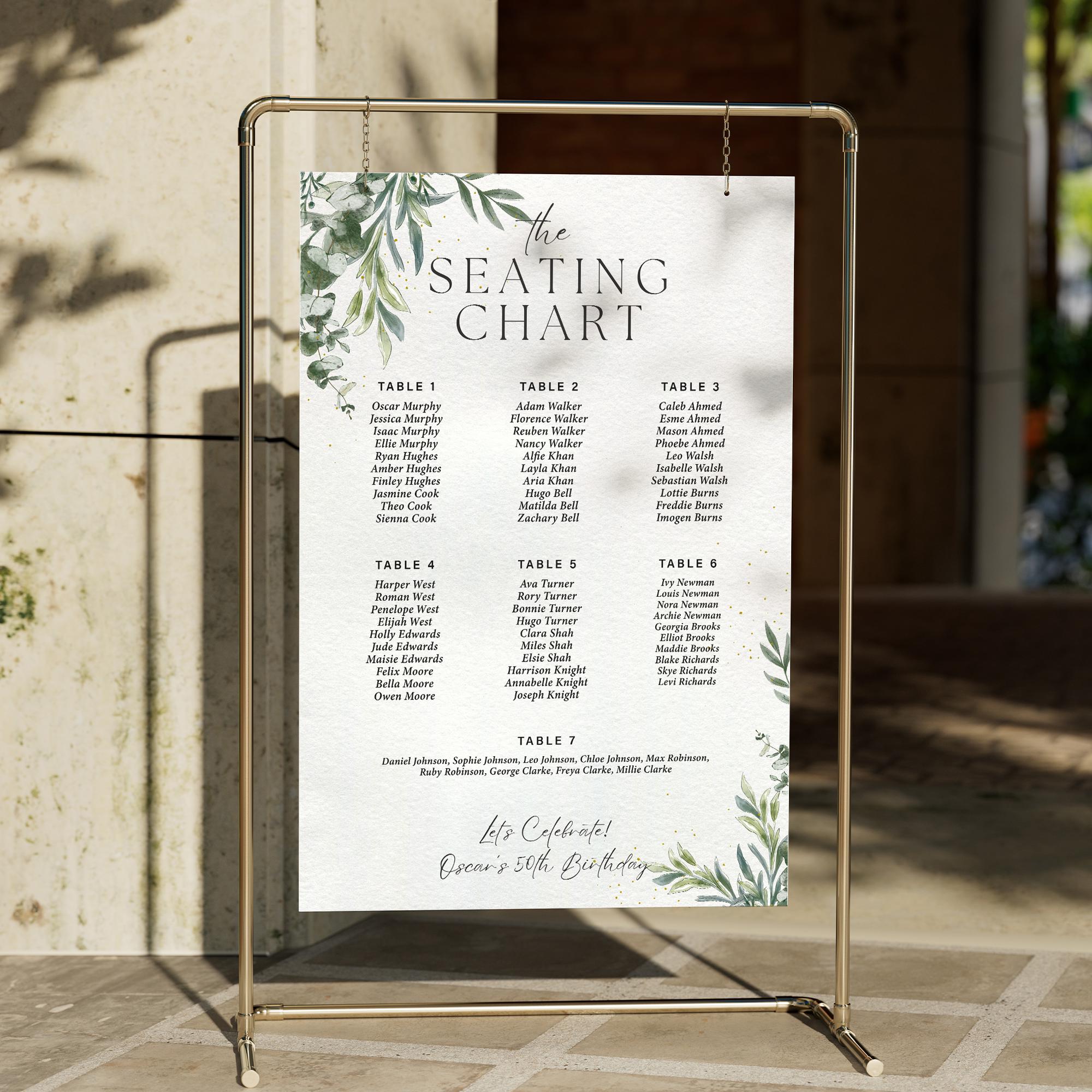 Personalised Event Seating Chart Print – Custom Table Plan Sign ...