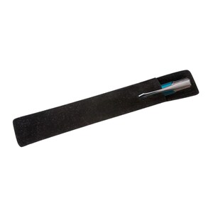May include: A black velvet pen case with a silver and blue pen inside.