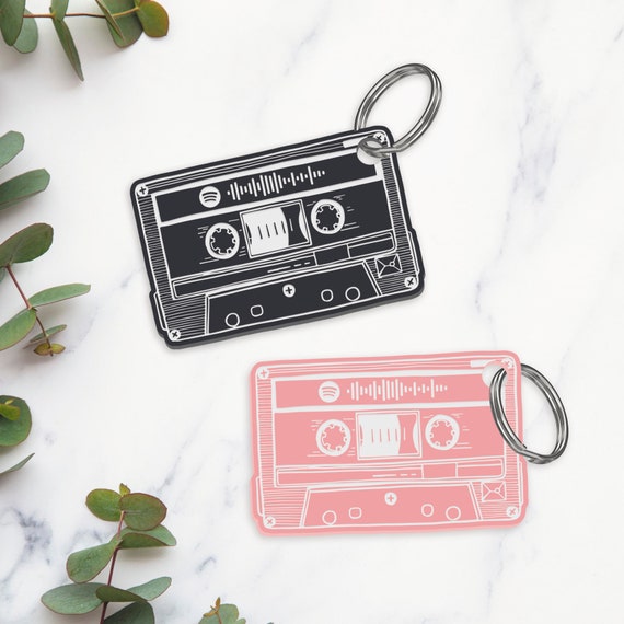 Personalised Cassette Keyring with Spotify Scan Code - Retro Music Lover's Accessory, Vintage-Inspired Keychain, Unique Custom Song Keepsake