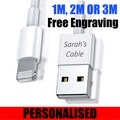 Personalised Name on Apple USB Charger Cable DATA Cable for Apple iPhone iPad Personalised iPhone Ipad Cable 1m 2m 3m