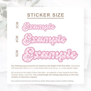 Personalised Pink Chequered Name Sticker | Custom Name Decal | Aesthetic Vinyl Sticker | Water Bottle Laptop Sticker | Alt Girly Gift image 4